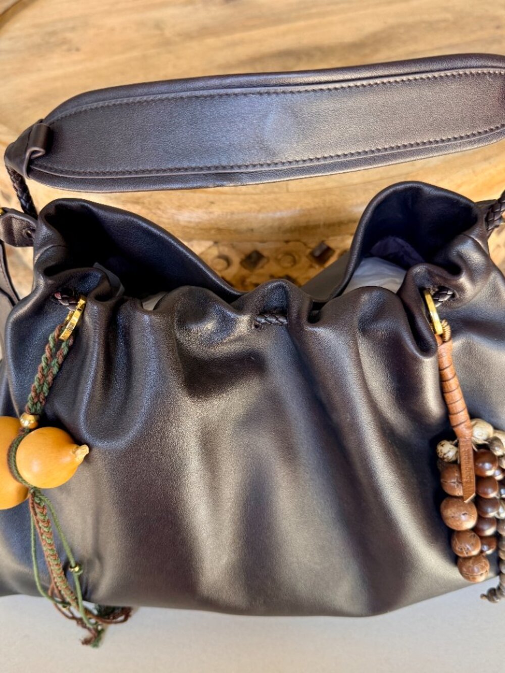 Medium Songmont Gather Bag in Ebony w/ Wish Seeds + Lucky Gourd Charms - Picture 12 of 13